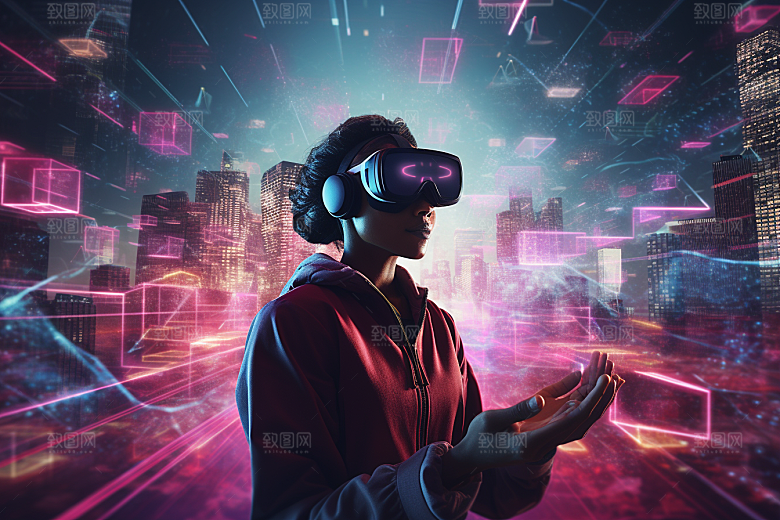 赛博VR眼镜夜之城头戴式眼镜素材