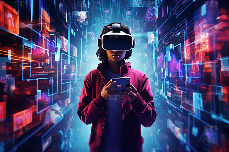 赛博VR眼镜信息技术科技素材