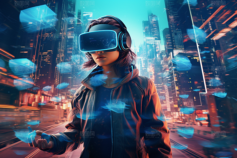 赛博VR眼镜高清信息技术素材