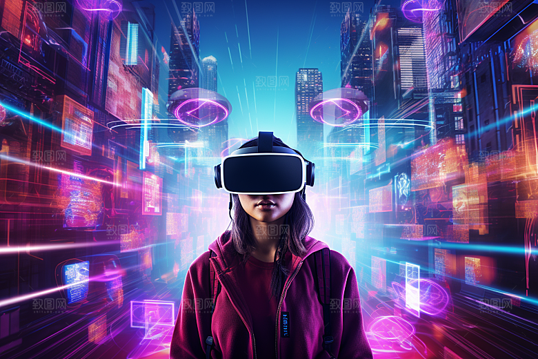 赛博VR眼镜高清信息技术素材