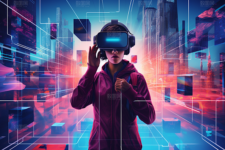 赛博VR眼镜光效时尚素材