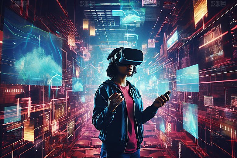 赛博VR眼镜信息技术光效素材
