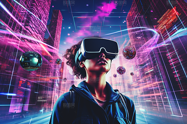 赛博VR眼镜未来信息技术素材