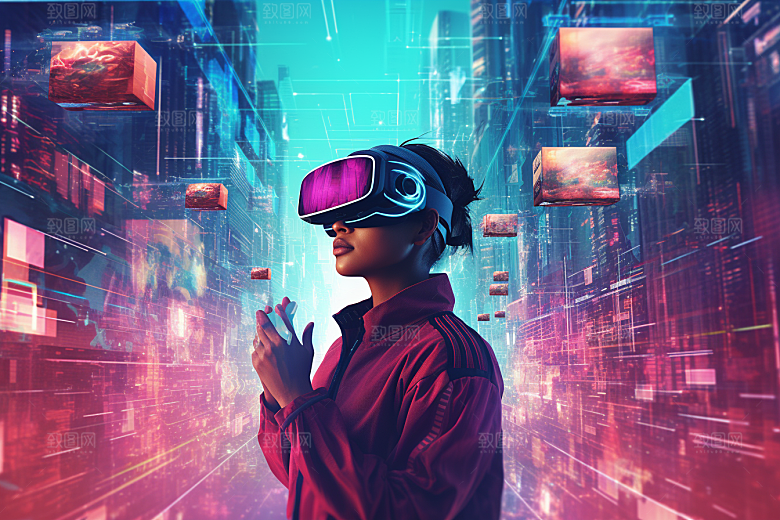 赛博VR眼镜时尚光效素材