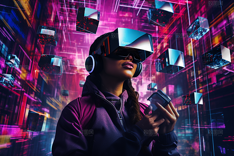 赛博VR眼镜信息技术科技素材