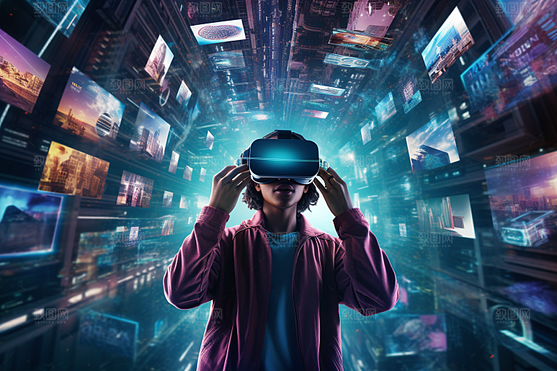 赛博VR眼镜科技夜之城素材