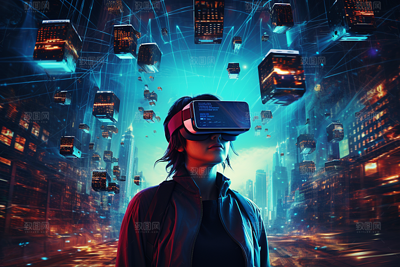 赛博VR眼镜头戴式眼镜科技素材