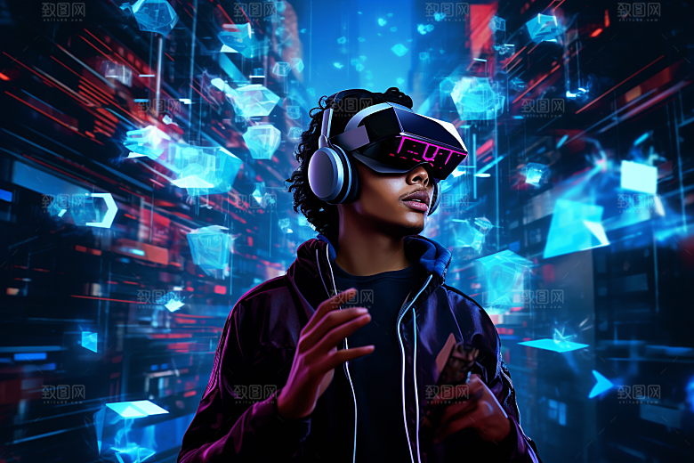 赛博VR眼镜头戴式眼镜赛博朋克素材