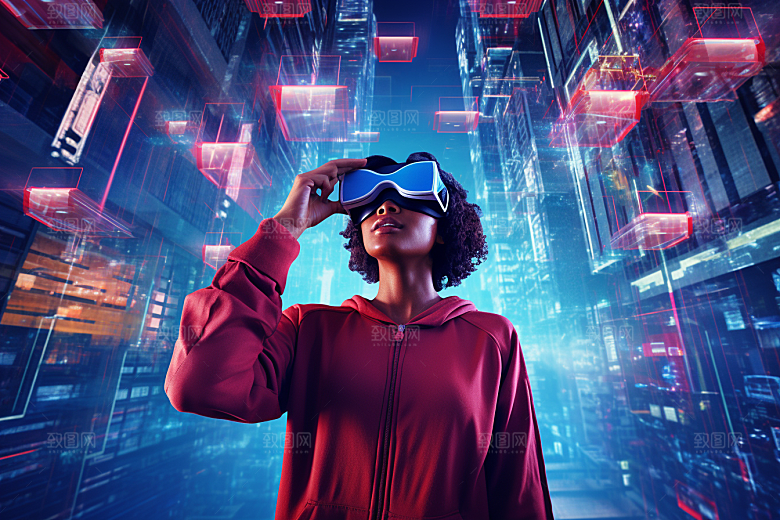 赛博VR眼镜未来信息技术素材