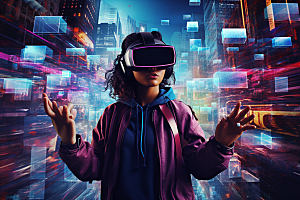 赛博VR眼镜头戴式眼镜高清素材