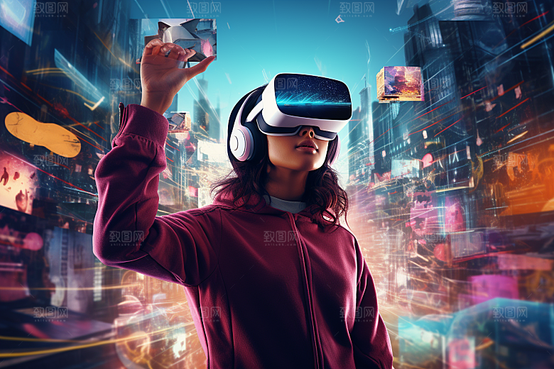 赛博VR眼镜时尚信息技术素材