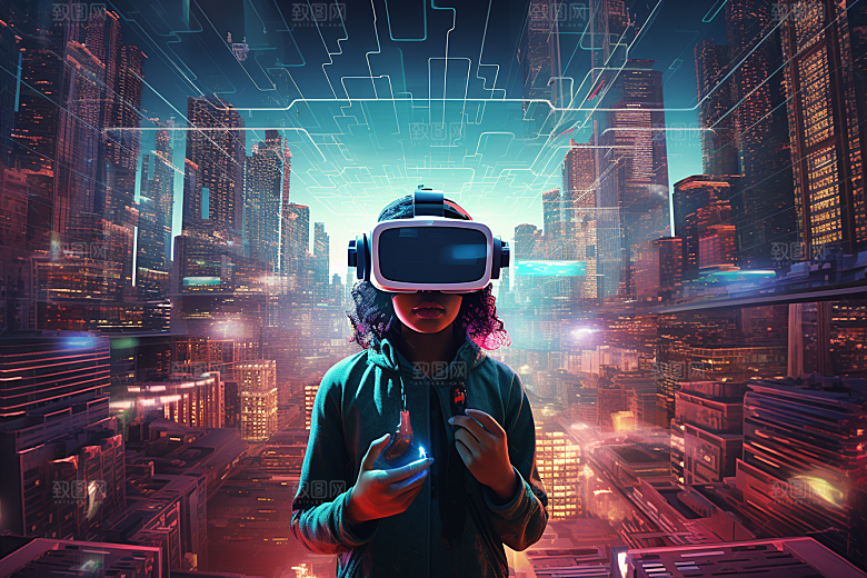 赛博VR眼镜未来信息技术素材