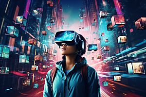 赛博VR眼镜科技时尚素材