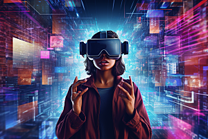 赛博VR眼镜时尚科技素材