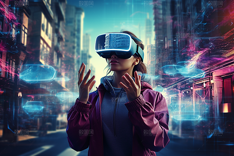 赛博VR眼镜电子设备信息技术素材