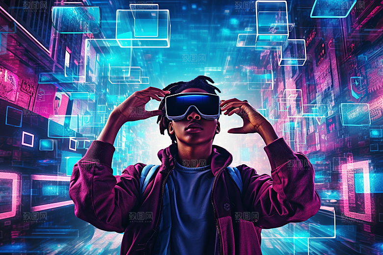 赛博VR眼镜信息技术未来素材