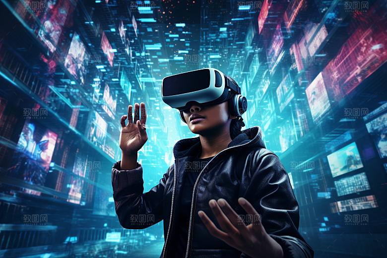 赛博VR眼镜信息技术科幻素材