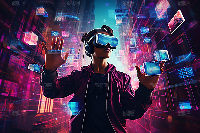 赛博VR眼镜头戴式眼镜电子设备素材