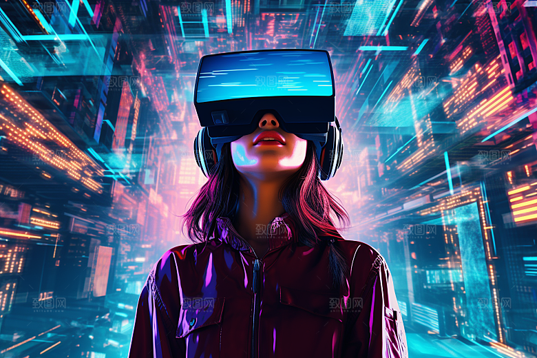 赛博VR眼镜头戴式眼镜信息技术素材
