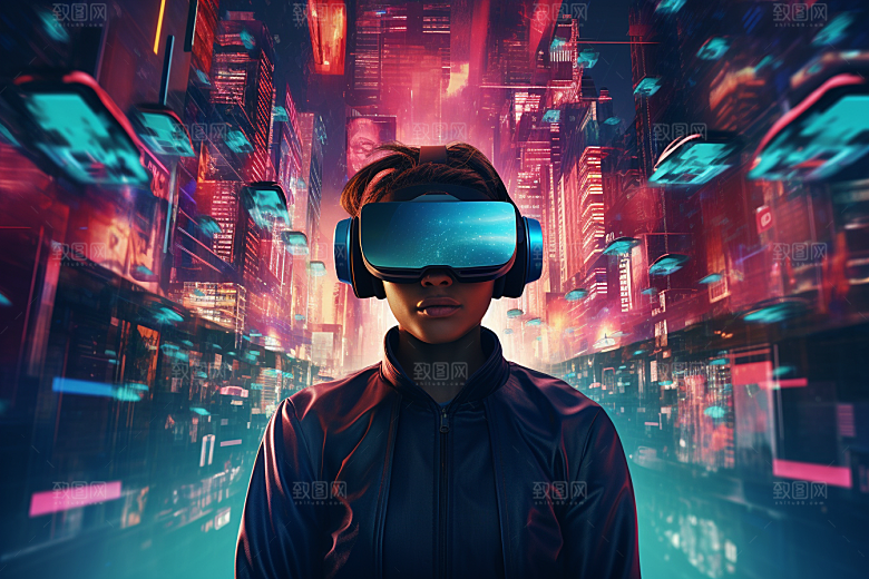 赛博VR眼镜时尚光效素材