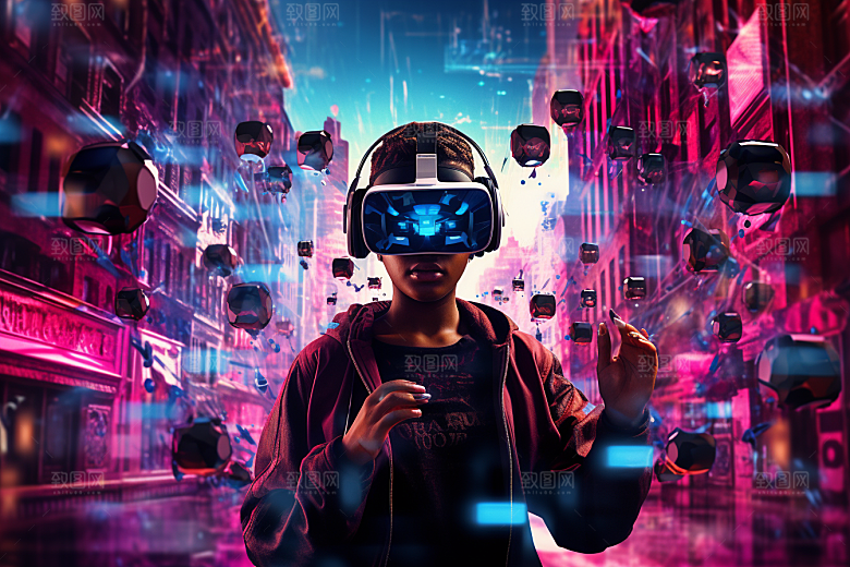 赛博VR眼镜时尚电子设备素材