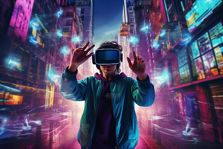 赛博VR眼镜夜之城高清素材