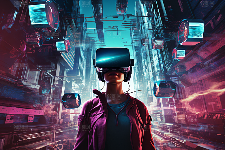 赛博VR眼镜未来信息技术素材