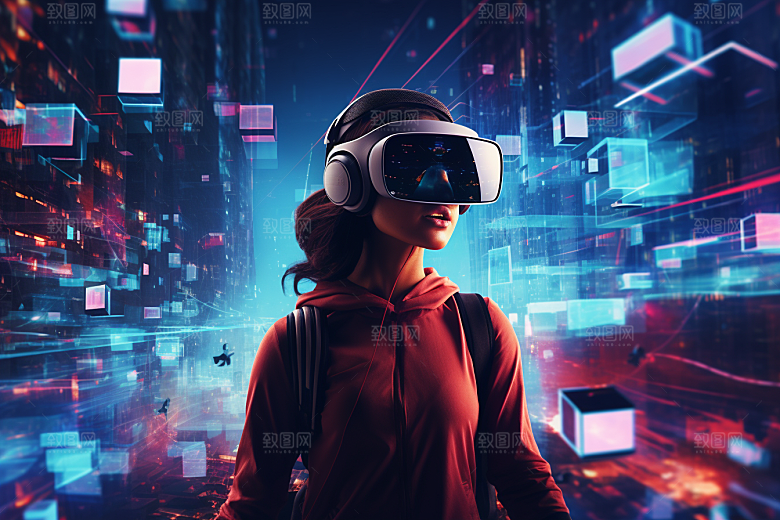 赛博VR眼镜光效信息技术素材