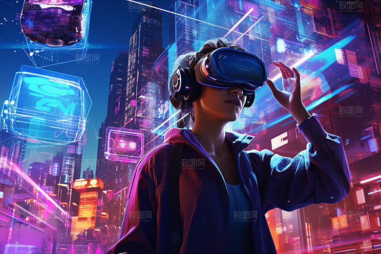 赛博VR眼镜光效科技素材