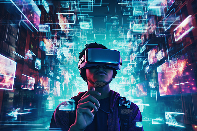 赛博VR眼镜科幻信息技术素材