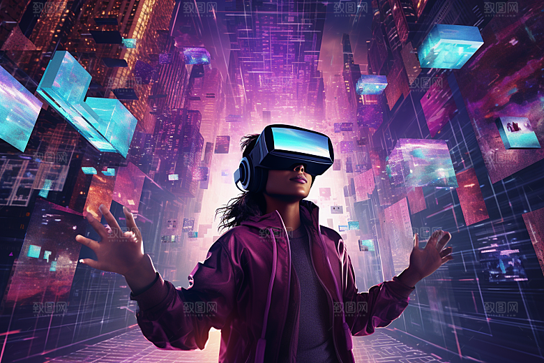 赛博VR眼镜信息技术时尚素材