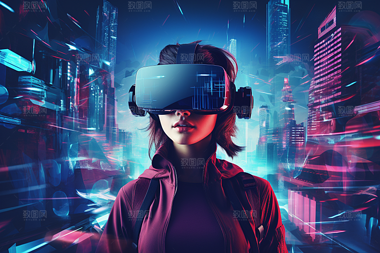 赛博VR眼镜信息技术头戴式眼镜素材