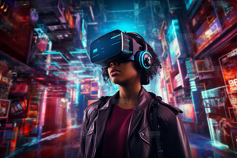 赛博VR眼镜头戴式眼镜科技素材