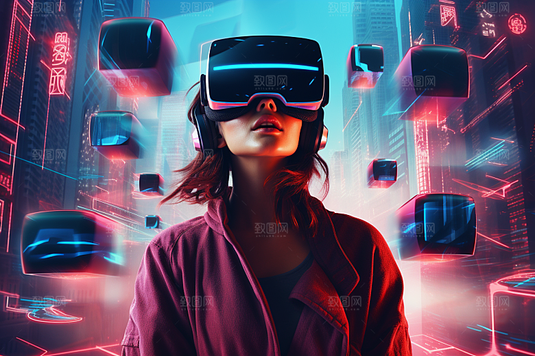 赛博VR眼镜时尚未来素材