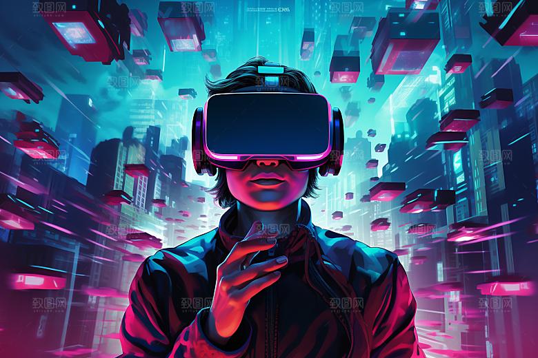 赛博VR眼镜未来头戴式眼镜素材
