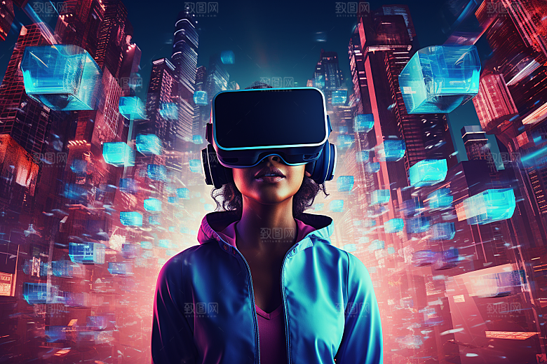 赛博VR眼镜信息技术未来素材