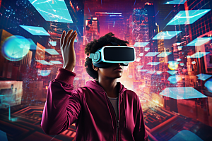 赛博VR眼镜未来科技素材