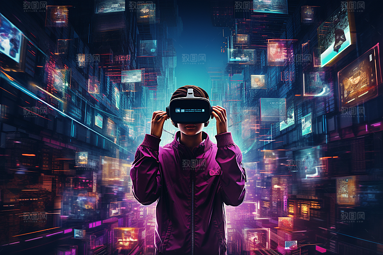 赛博VR眼镜高清夜之城素材