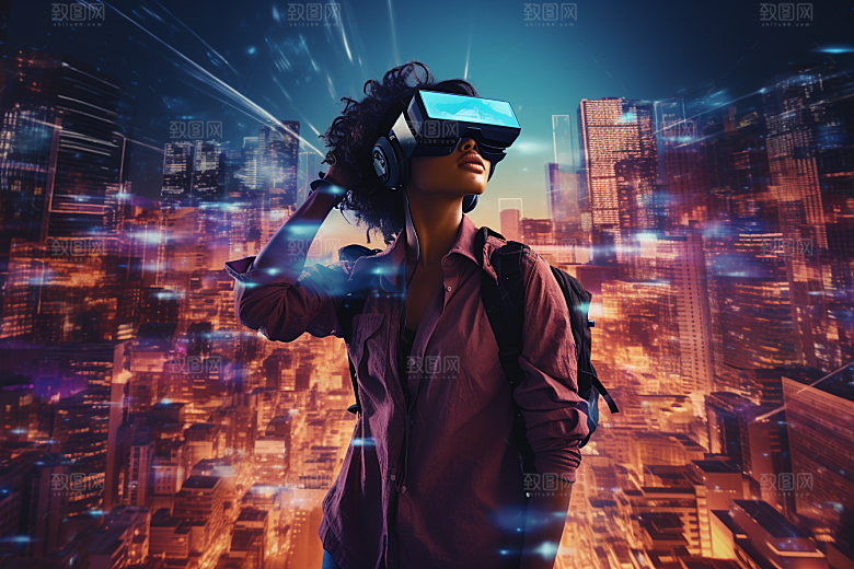 赛博VR眼镜时尚光效素材