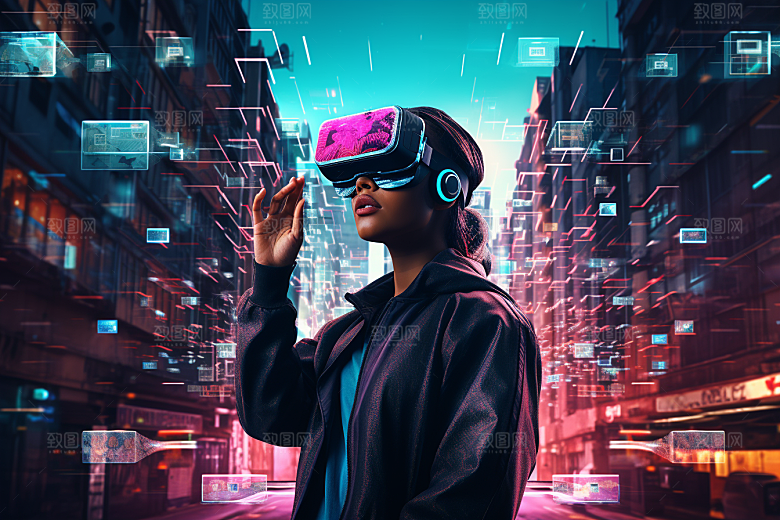 赛博VR眼镜夜之城未来素材