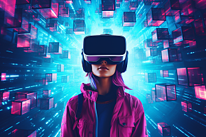 赛博VR眼镜高清信息技术素材