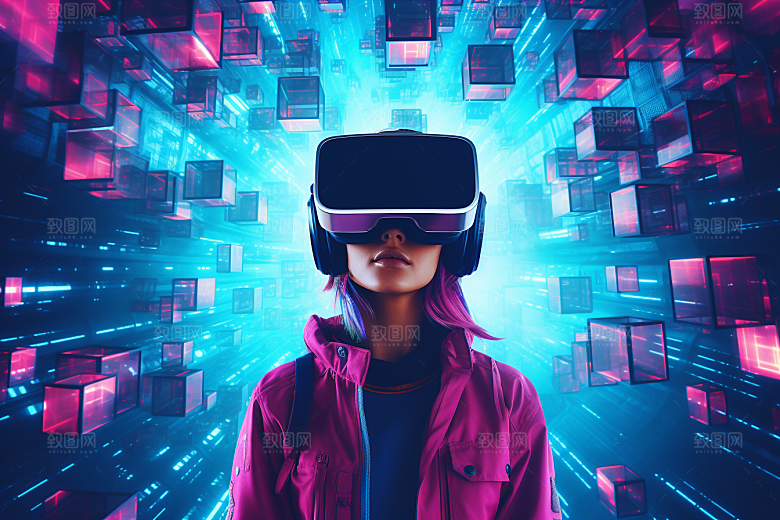 赛博VR眼镜高清信息技术素材