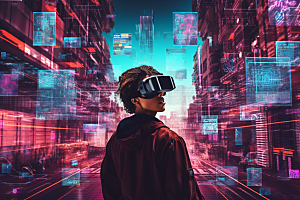 赛博VR眼镜高清夜之城素材