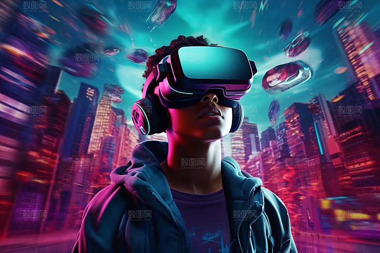 赛博VR眼镜夜之城光效素材