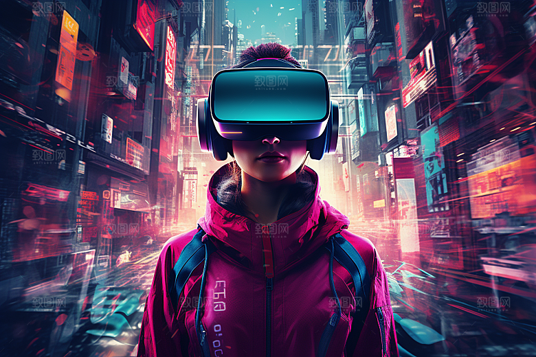 赛博VR眼镜时尚信息技术素材