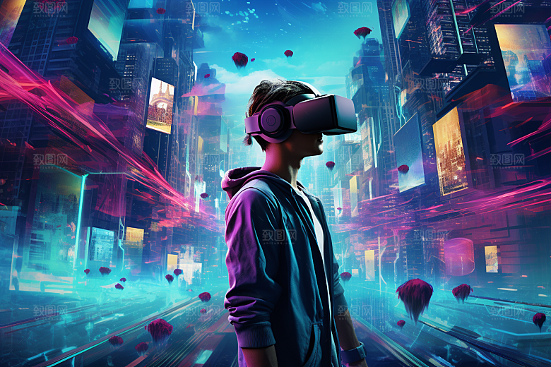 赛博VR眼镜光效时尚素材