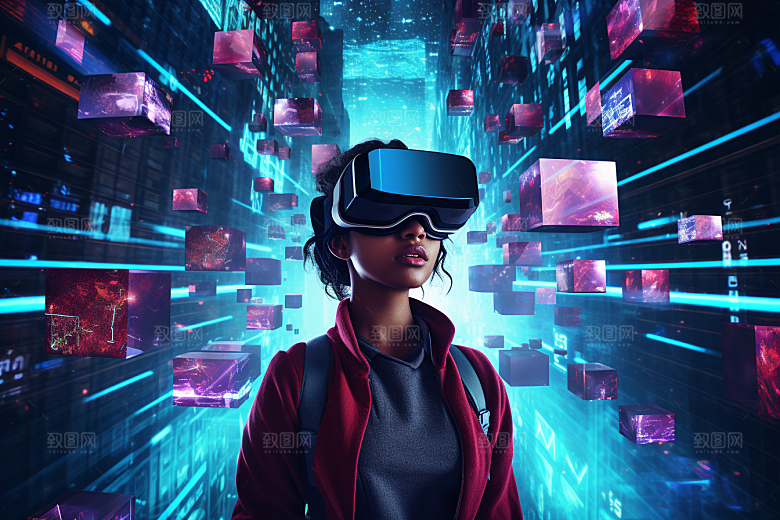 赛博VR眼镜信息技术夜之城素材