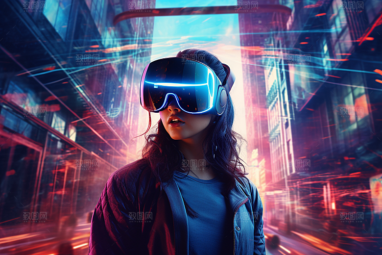 赛博VR眼镜信息技术夜之城素材