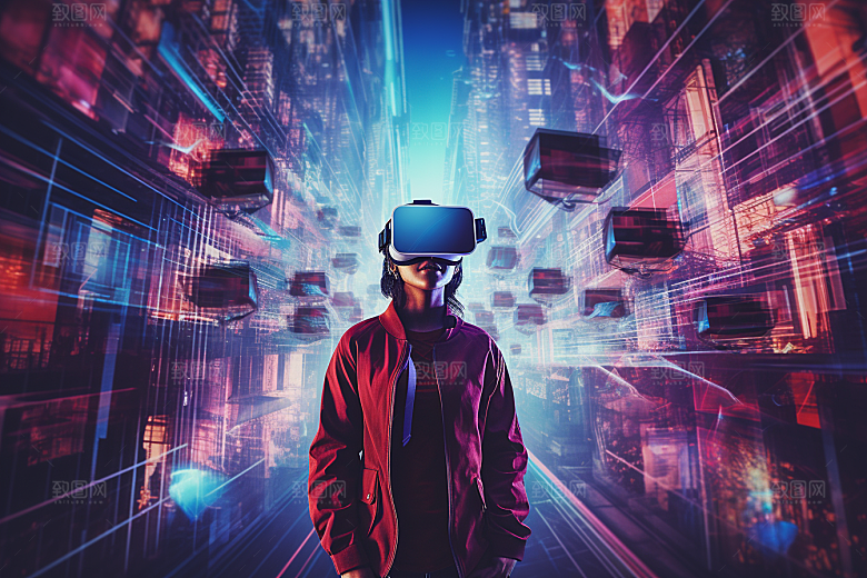 赛博VR眼镜光效科幻素材