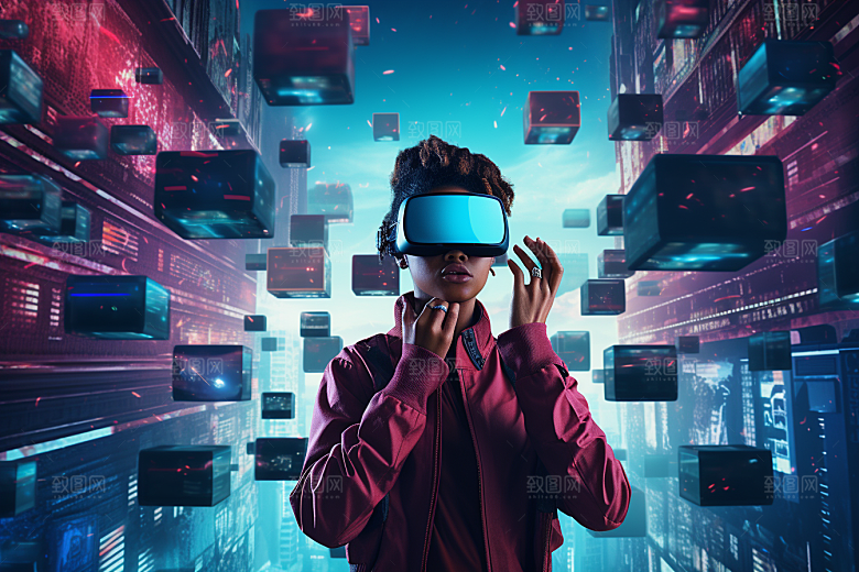 赛博VR眼镜光效时尚素材